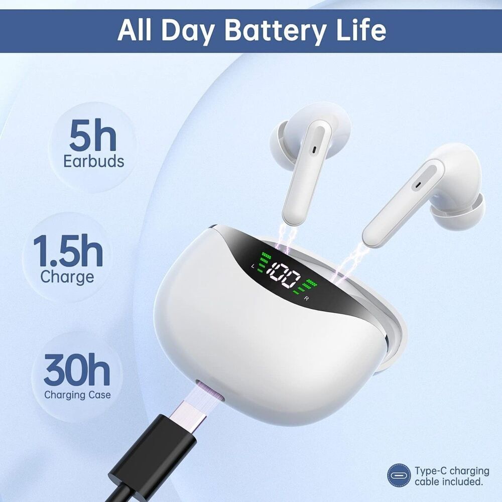 Wireless Bluetooth 5.3 Earbuds Noise Cancelling In Ear Earphones with Mic IPX7 - Picture 5 of 5